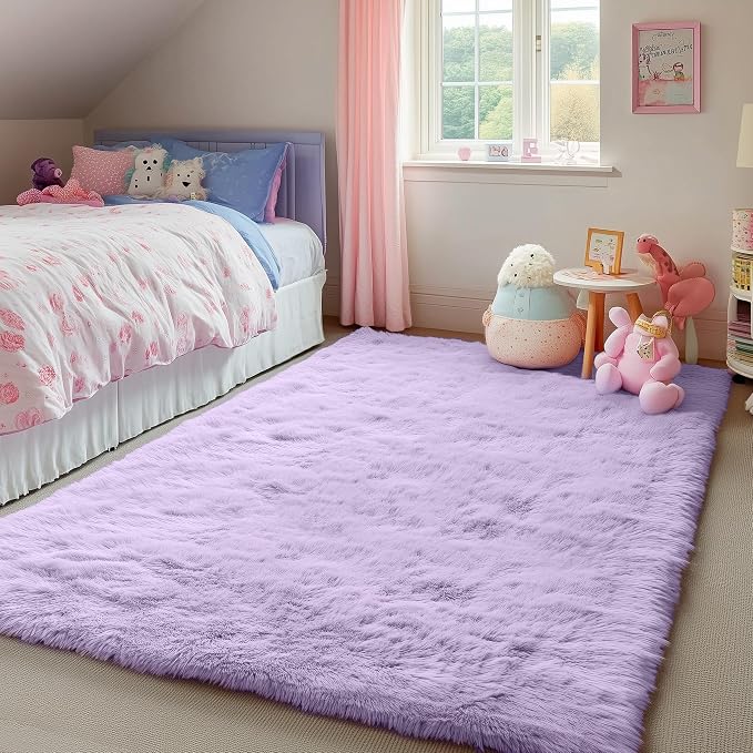 PAGISOFE Fluffy Soft Purple Rug 4' x 6' Rug, Shaggy Rugs - Image 7