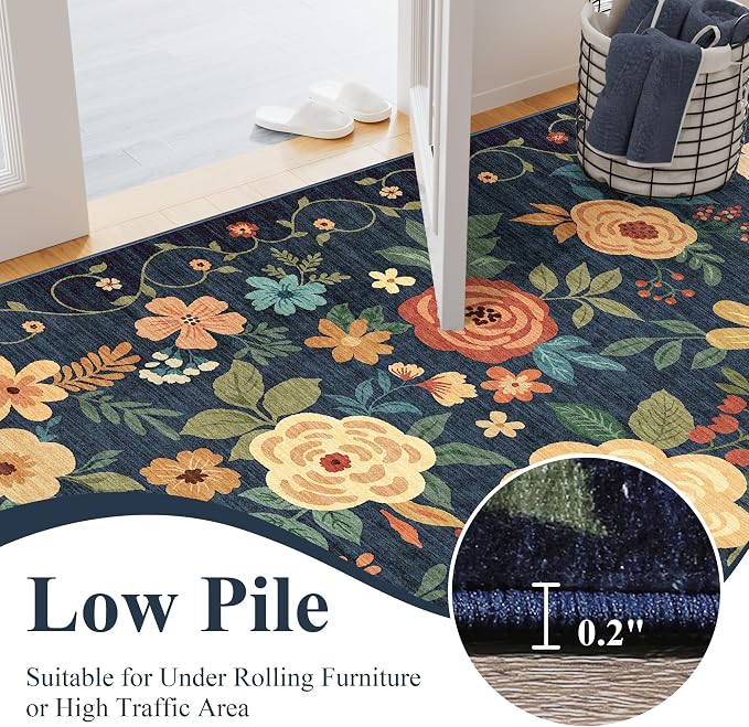 DUKINO 5x7 Area Rug, Floral Rugs - Image 7