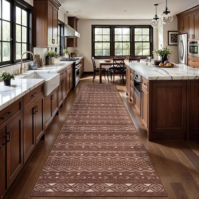 SERISSA Hallway Runner Rug, Soft Low-Pile Geometric Indoor Long Carpet - Image 2