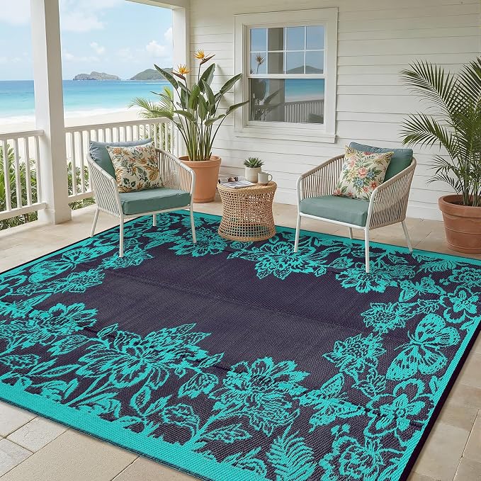 Garvee 5’x8’ Waterproof Patio Outdoor Rug, Outdoor Plastic Straw Rug - Image 9