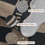 Checkered Easy Jute 4x6 Outdoor Patio Rug, Washable Indoor Outdoor Black - Image 4