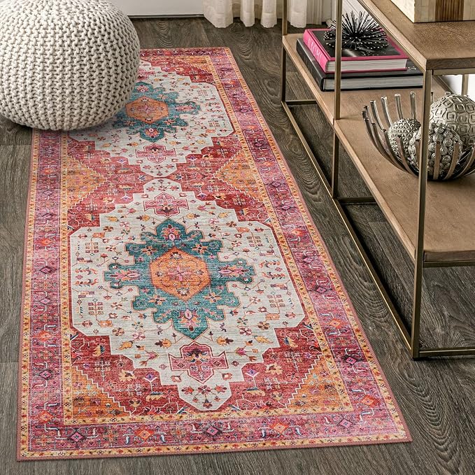 Moynesa Ultra-Thin Washable Pink Runner Rug - Image 6