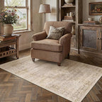 3x5 Washable Neutral Area Rug Beige Vintage Entryway Bathroom Carpet Non-Slip by WondRg