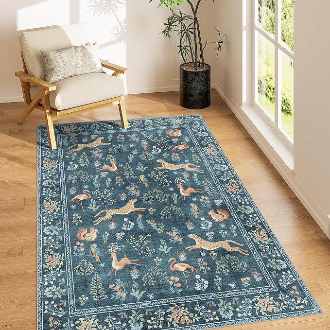 DUKINO 4x6 Rug, Washable Animal Area Rug by DUKINO