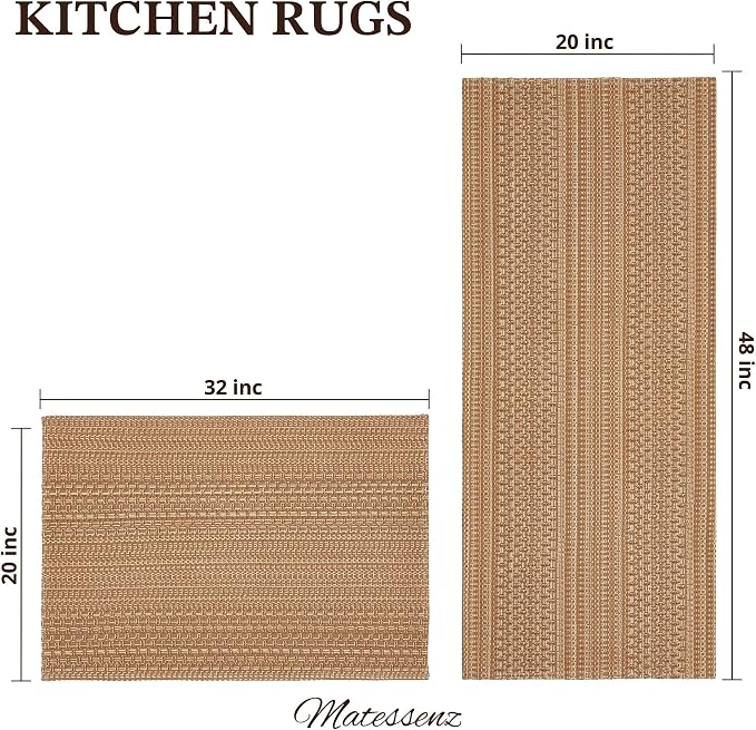 MatEssenz Cotton Blend Kitchen Rug Set 2 Piece, American Country Woven Runner - Image 2