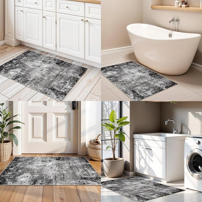 2x3 Washable Entryway Rug – Non-Slip Modern Abstract Neutral Small Throw Area - Image 5