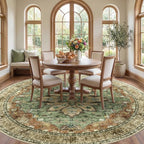 RELEANY Area Rugs Round 10ft Washable Non-Slip, Floral Vintage Distress - Image 3