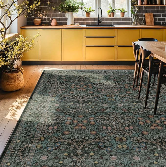 Washable Dark Green 10x12 Rug for Living Room - Image 8