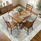 RELEANY Area Rugs Square 8ft Washable Non-Slip, Floral Vintage Distress - Image 2