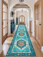 SERISSA Runner Rug for Hallways, Extra Long Boho Rug Ultra Soft Vintage Blue by SERISSAHomeDecorCollection