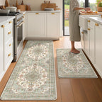 Boho Kitchen Mats for Floor 2 Piece Set Anti Fatigue Cushioned PVC Kitchen Rugs by tubeamin