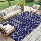 Smiry Outdoor Rug 9x12 ft, Waterproof Reversible Plastic Straw Rugs, Boho - Image 7