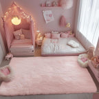 PAGISOFE Pink Fluffy Plush Area Rug 5x8, Kids Shag Rugs - Image 9