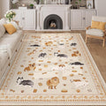 DUKINO 5x7 Rug for Living Room, Lightweight Animal Dog Print Washable Area Rug by DUKINO