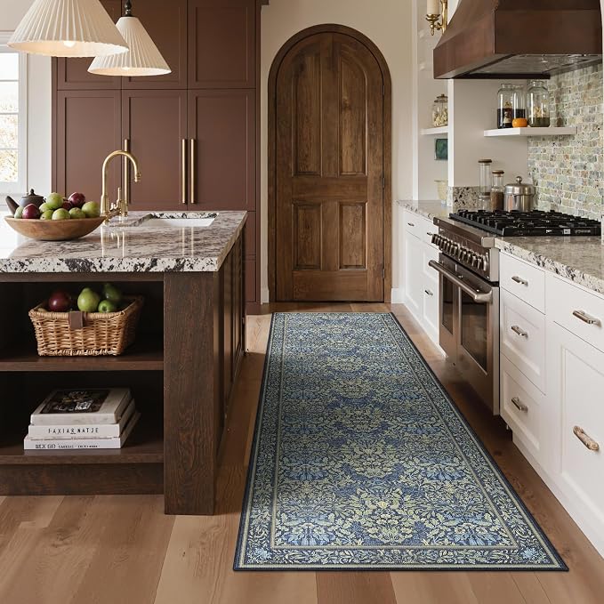 GENIMO 2x10 Runner Rug Non Slip Washable, Vintage Floral Kitchen Runner Rug - Image 3
