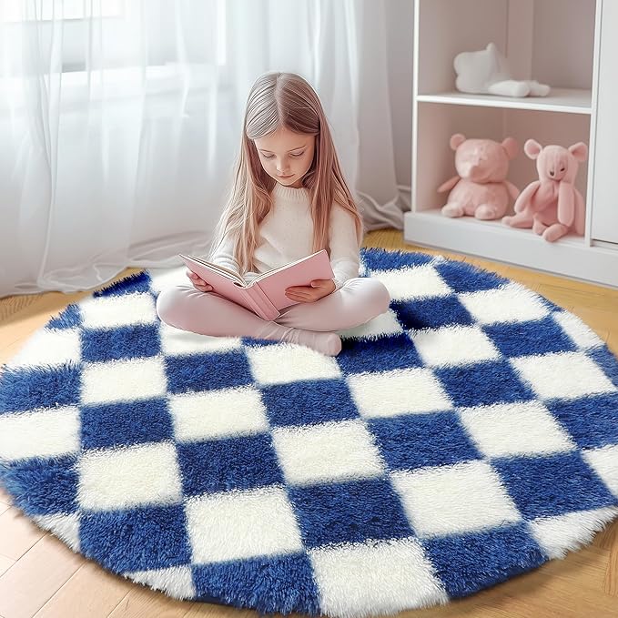 KICMOR Round Rug 4ft for Bedroom, Soft Fluffy Circle Area Rug Cute Small Living by KICMOR