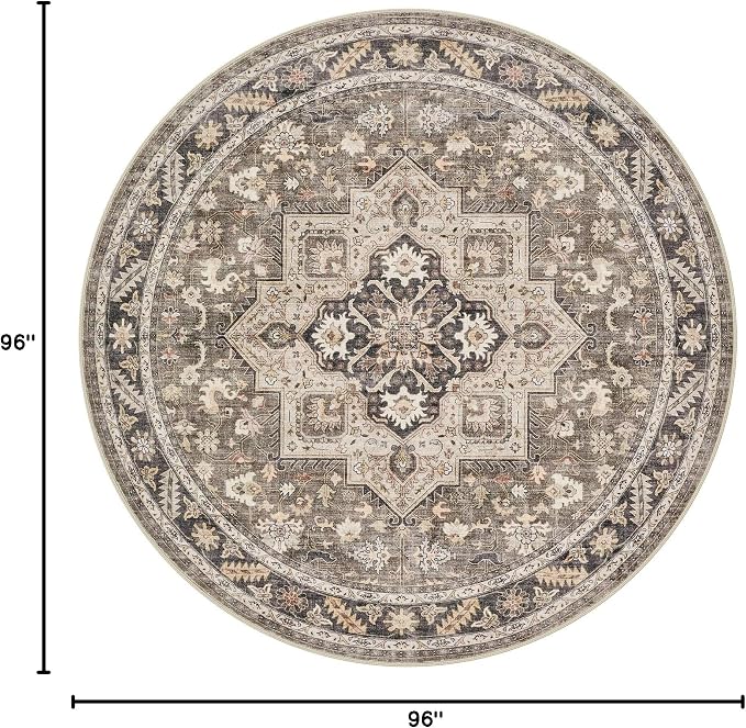 8ft Round Vintage Living Room Area Rug - Image 2