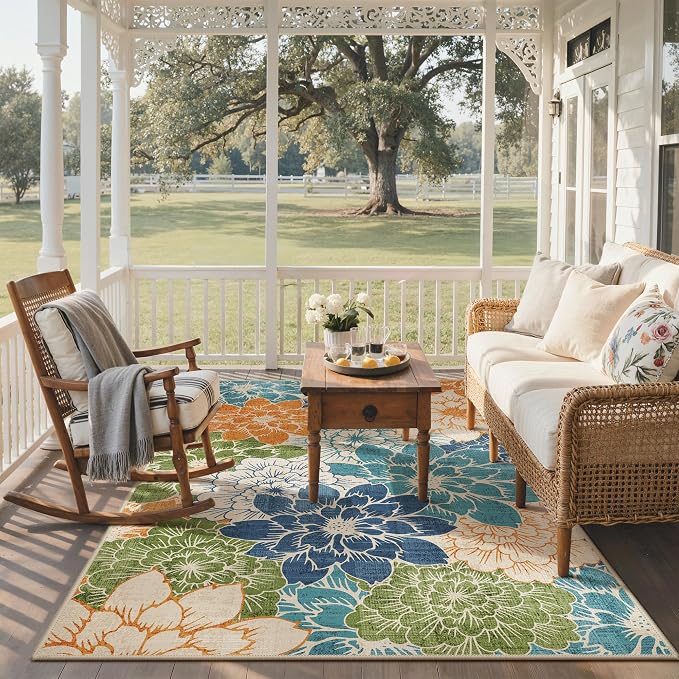 GENIMO Indoor Outdoor Area Rug 9'x12', Machine Washable Rugs - Image 6