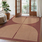Lahome Enfys Modern Rainbow Easy Jute Outdoor Rug 5x7, Stain Resistant Red by Lahome