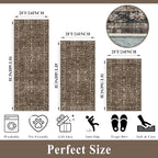 Washable Non-Skid 3 Piece Kitchen Rugs Set – Modern Boho Floral Low-Pile Area - Image 2