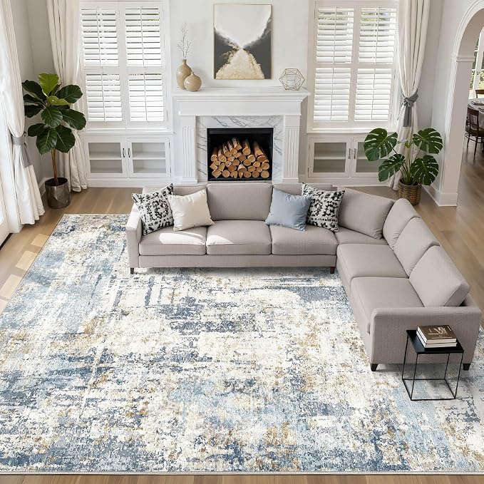 10x13 Area Rug Living Room: Washable Large Abstract Modern Soft Rugs Stain by LOONGRUG