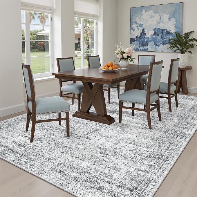 Soalmost 6x9 Area Rug for Living Room Washable 6x9 Gray Rug Non-Slip Modern - Image 3