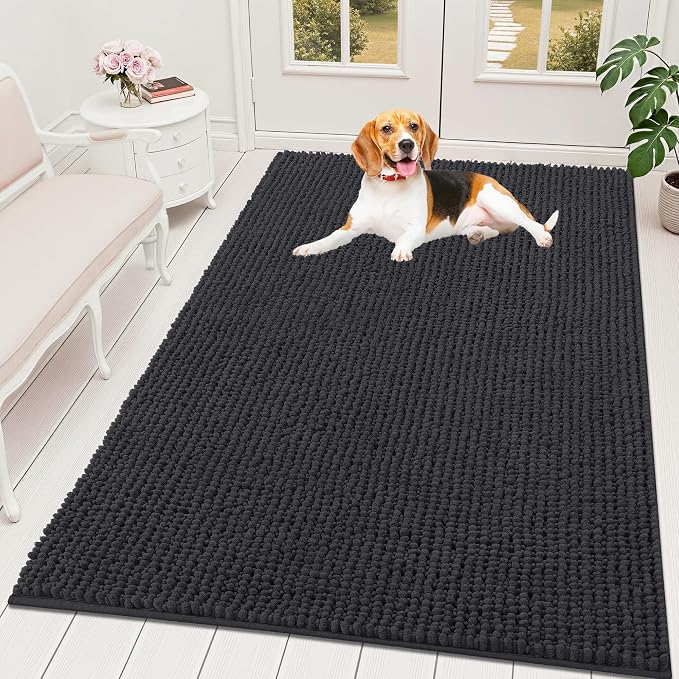OLANLY Dog Door Mat for Muddy Paws 59x35, Ultra Absorbent Chenille Mud Doormat by OLANLY