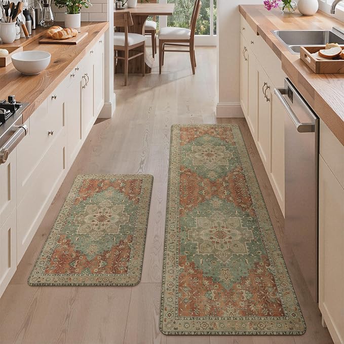 GENIMO Kitchen Mats for Floor 2PCs, Washable Anti Fatigue Mat for Cushioned by GENIMO