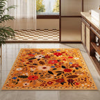 Rugcomf Area Rug 4x6 Rug Washable Boho Rugs Non Slip Low Pile Floral Small - Image 7