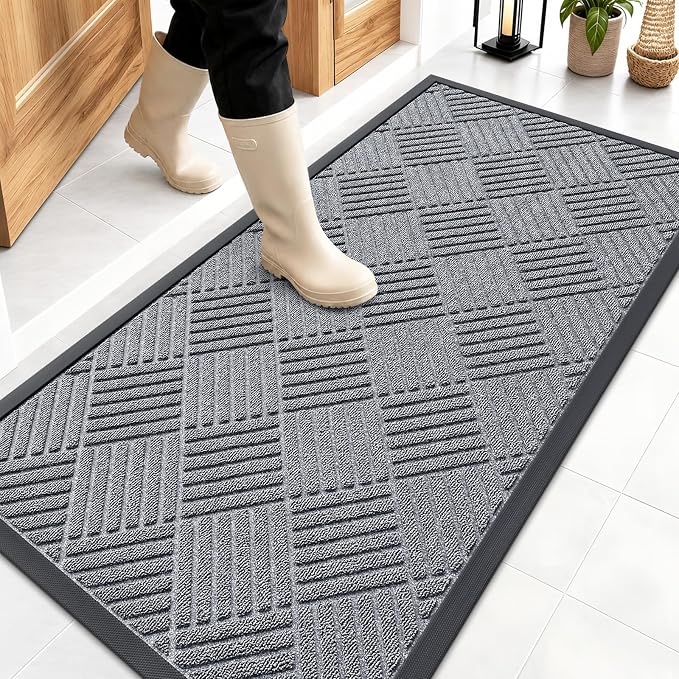 OLANLY Front Door Mat Outside Entrance 47x23, Heavy Duty Sturdy Natural Rubber by OLANLY