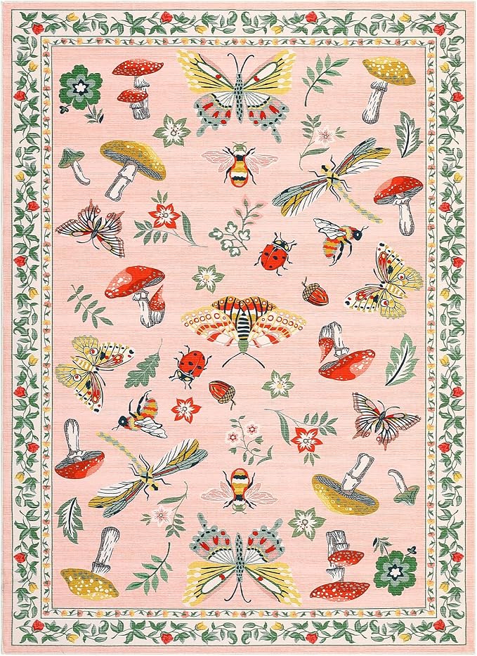 Mushroom Insect 8x10 Area Rugs, Washable Rugs - Image 4