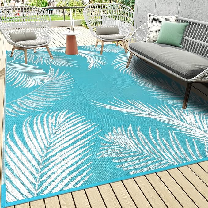 Pauwer Waterproof Outdoor Rug 6x9, Reversible Plastic Straw Patio Camping Rug by Pauwer