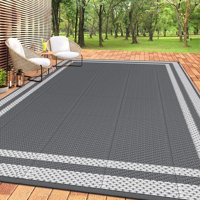 HappyTrends, Outdoor Rug, Patio Rug, Reversible Portable Plastic Straw Rug by HappyTrends