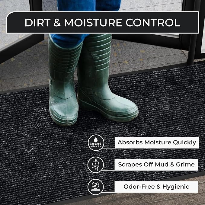 Commercial Door Mat 3'x6' Black, Heavy Duty Industrial Floor Mat - Image 4