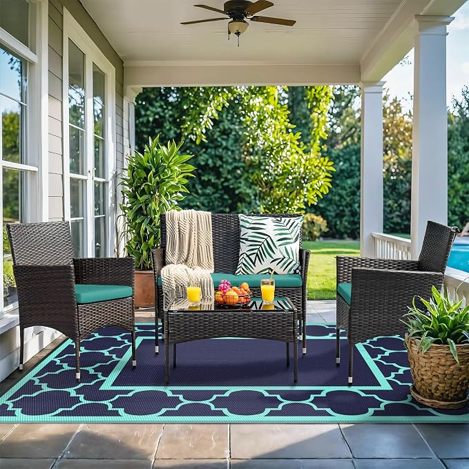 GENIMO 9 ' x 12 ' Outdoor Rug for Patio, Waterproof Indoor Outdoor Plastic - Image 2