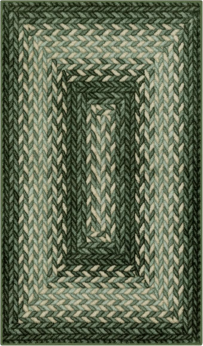 Maples Rugs Marion Bohemian Braided-Style Print Area Rug – Made in USA – by MaplesRugs