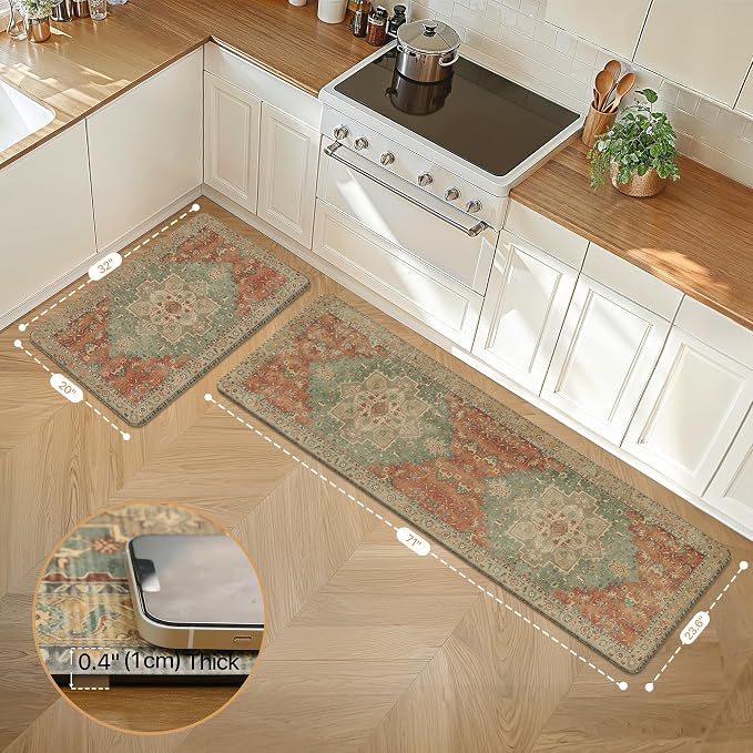 GENIMO Kitchen Mats for Floor 2PCs, Washable Anti Fatigue Mat for Cushioned - Image 2