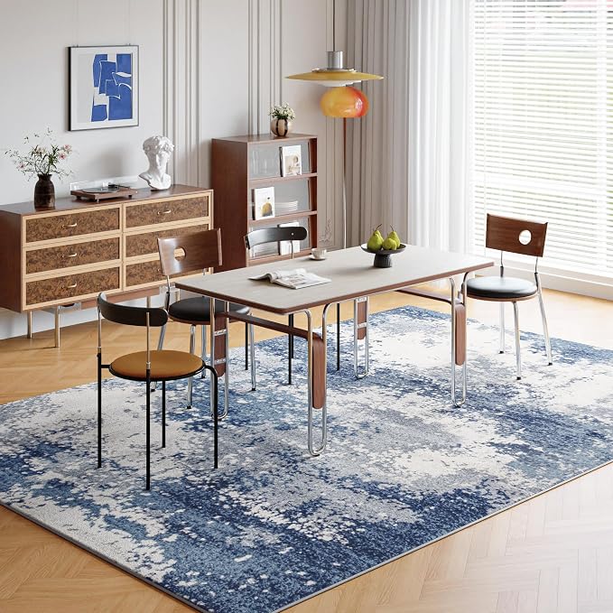 Blue Washable Rug 6x9 Area Rugs - Image 3