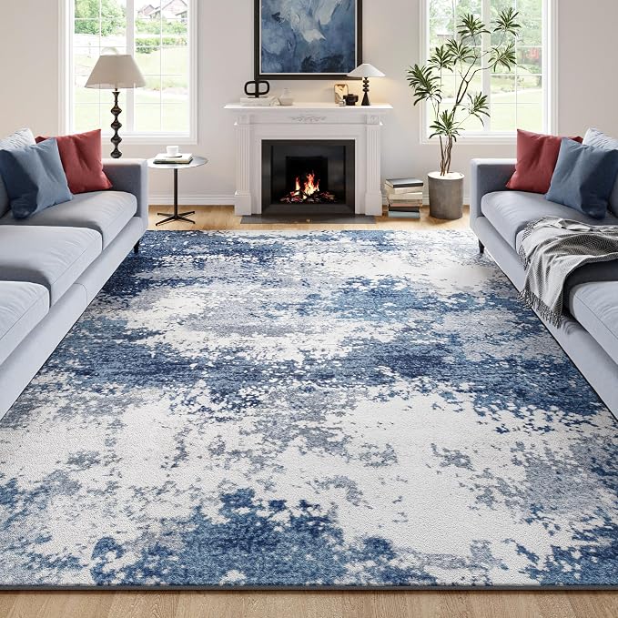 Blue Washable Rug 6x9 Area Rugs by Acapet