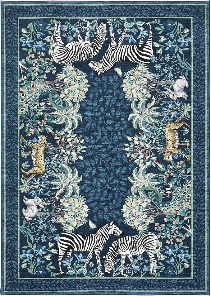 GarveeHome Zebra Teal Washable Rugs 5x7 - Image 4