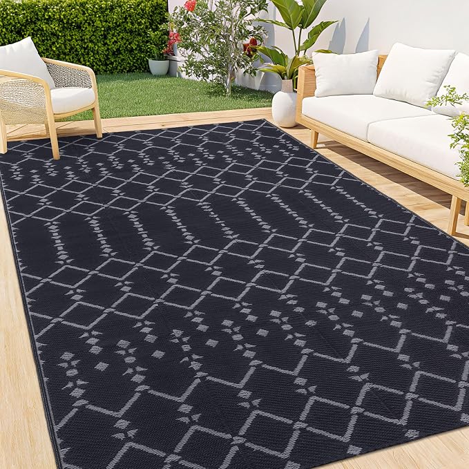Smiry Outdoor Rug 6x9 ft, Waterproof Reversible Plastic Straw Rugs, Boho by Smiry