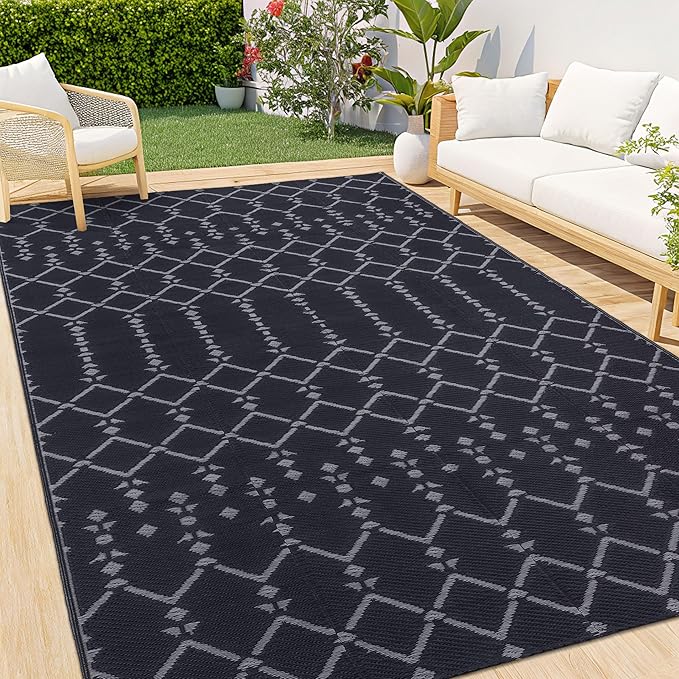 Smiry Outdoor Rug 5x8 ft, Waterproof Reversible Plastic Straw Rugs, Boho by Smiry