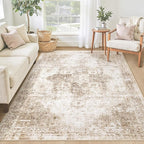 Area Rug 4x6 Washable Rug, Vintage Boho Medallion Rugs Non-Slip Soft Low Pile by VECARF