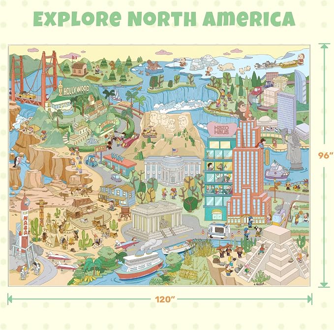 Patriotic Large 8x10 Kids Playroom Rug – North America Geography Carpet - Image 2