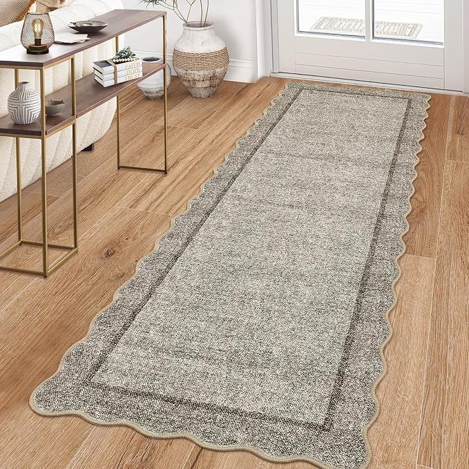 GarveeHome Scalloped Washable Runner Rug 2x8 Runner Modern Non Slip Kitchen - Image 2