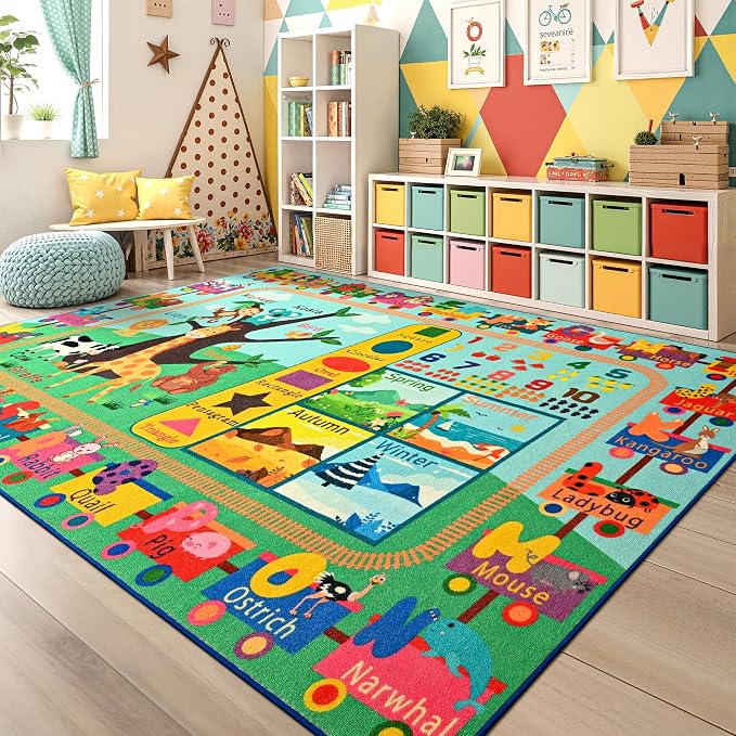 Maxsoft Kids Rug for Playroom, Educational 5x7 Play Mat for Classroom, Washable - Image 7
