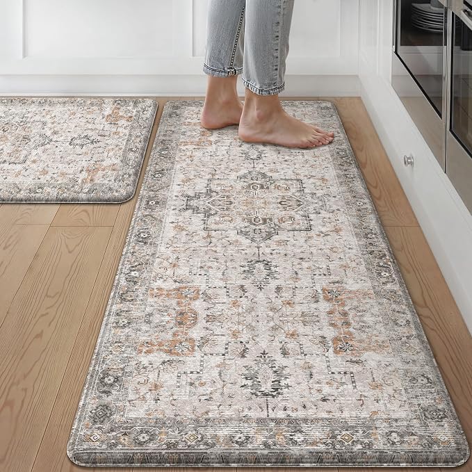 GENIMO Kitchen Mats for Floor 2PCs, Washable Anti Fatigue Mat for Cushioned by GENIMO