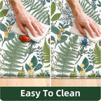 White Green Botanical Kitchen Rugs Set of 2 Plant Leaf Anti-Fatigue Kitchen Mat - Image 6