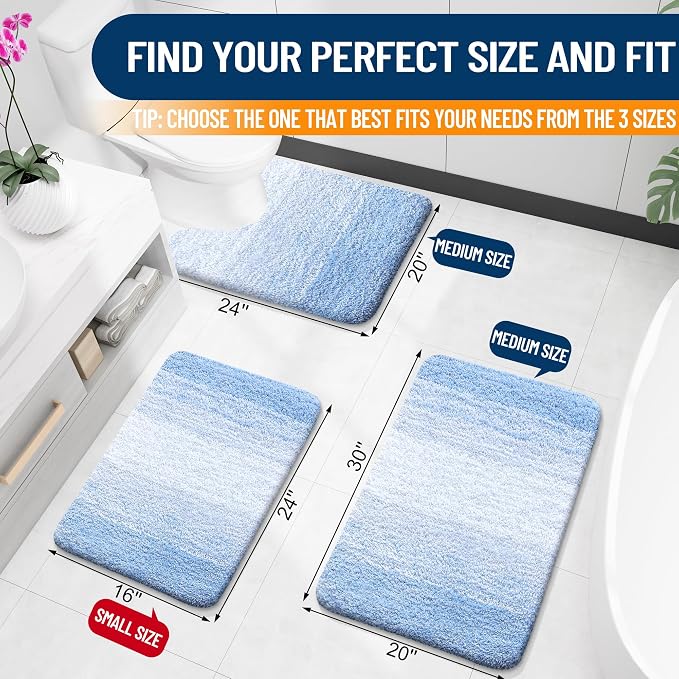 OLANLY Small Bathroom Rugs Mat 24x16, Extra Soft Absorbent Microfiber Bath Rugs - Image 2