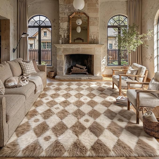 PureCozy Brown 6x9 Area Rug for Living Room Washable Non Slip Neutral Soft by PureCozy